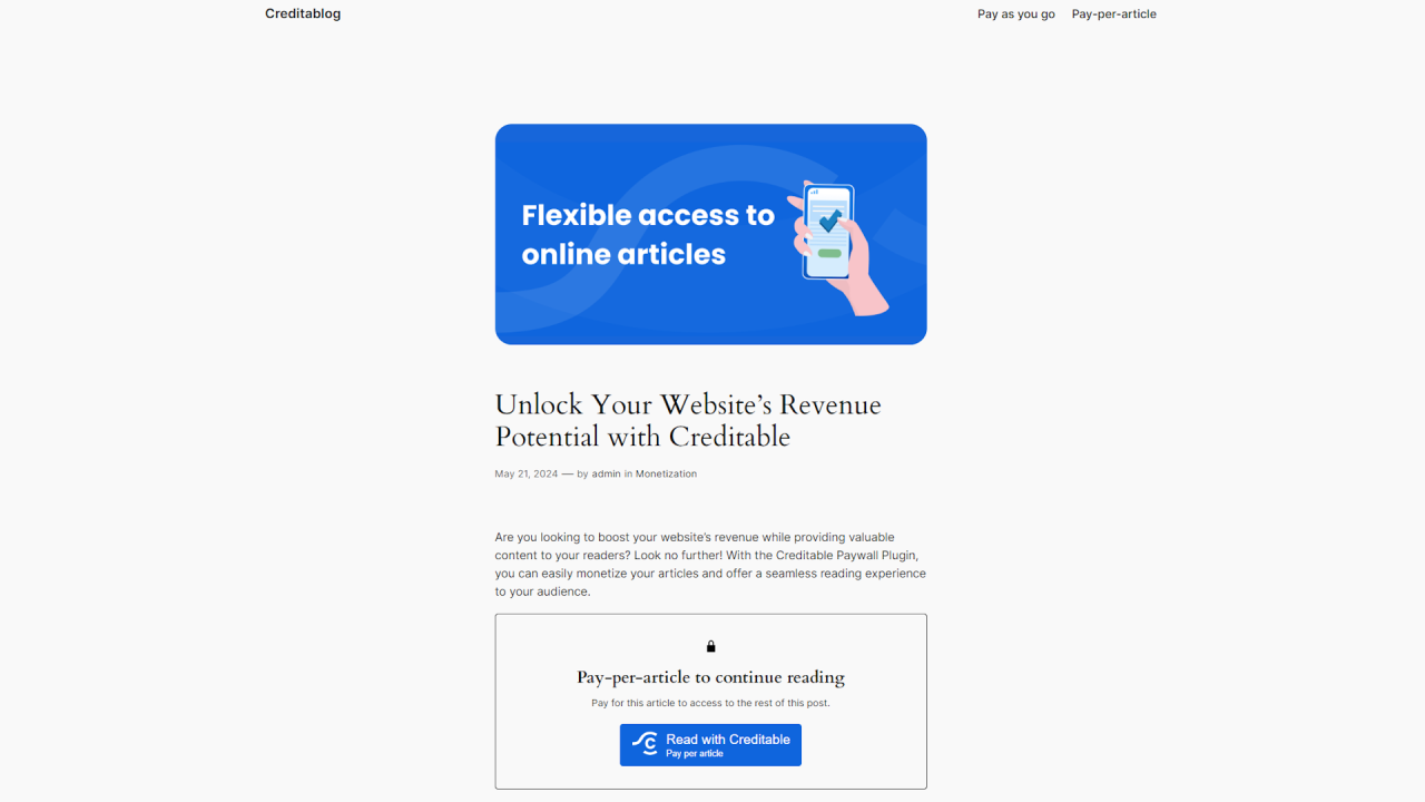 Wordpress Creditable Paywall - Premium article