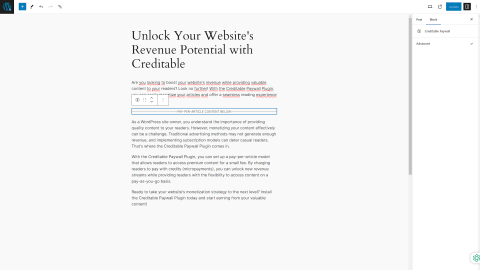 Wordpress Creditable Paywall - Pay-per-article block