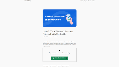 Wordpress Creditable Paywall - Pay 1 credit