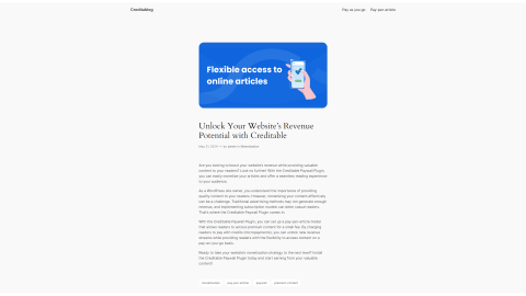 Wordpress Creditable Paywall - Article paid - Access to full article